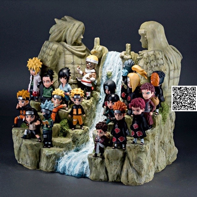 Mô hình tiểu cảnh Naruto kệ trưng bày Tượng đài các Hokage và Thác nước trận chiến Madara VS Hashirama [ Shop-Nino24 ID-