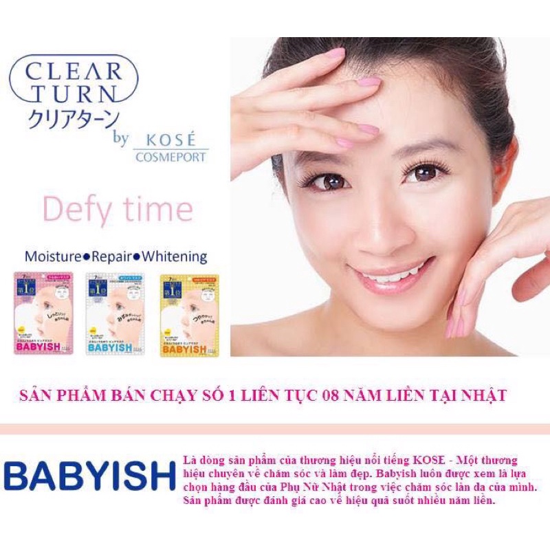 Mặt Nạ Dưỡng Trắng, Chống Lão Hoá Kosé Clear Turn Babyish Moisture Mask