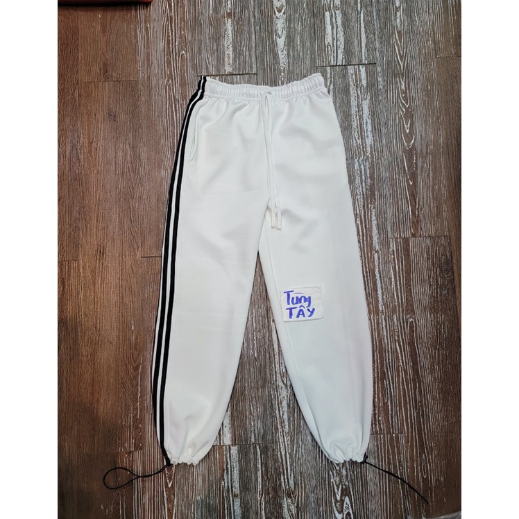 Quần Jogger Thể Thao 3 Sọc Ống Bom Ống Suông Hoặc Rút Dây Bo Gấu Unisex Nam Nữ