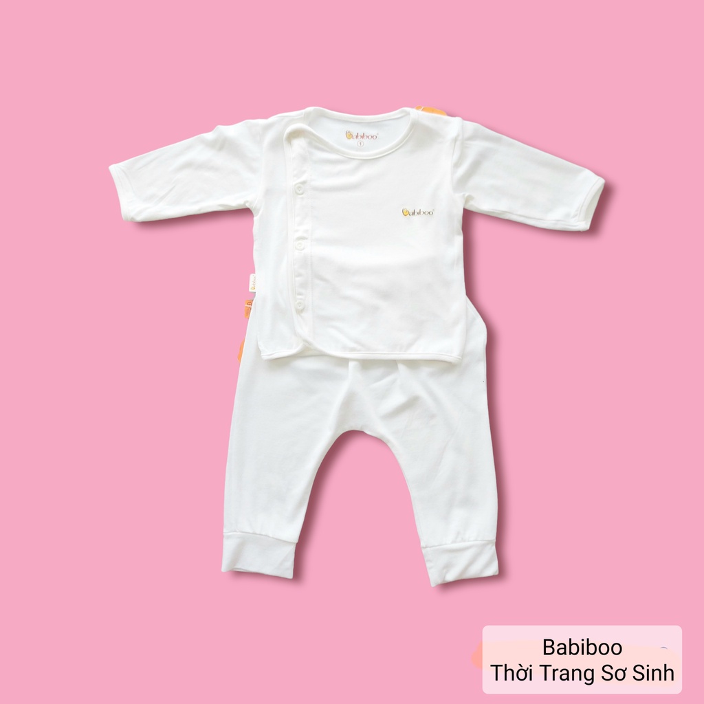 Set sơ sinh cài lệch 5 món Babiboo vải visco siêu mềm cho bé