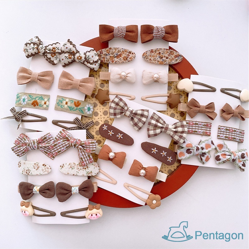 Set 8 Kẹp Tóc Nơ Vải Màu Sắc Kẹo Ngọt Phong Cách Hàn Quốc