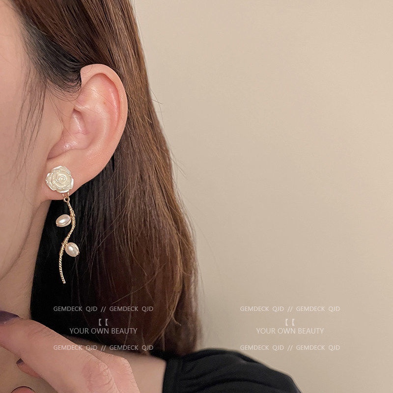 Bông Tai Mạ Bạc 925 Đính Ngọc Trai Nhân Tạo Phong Cách Retro Hàn Quốc 2022