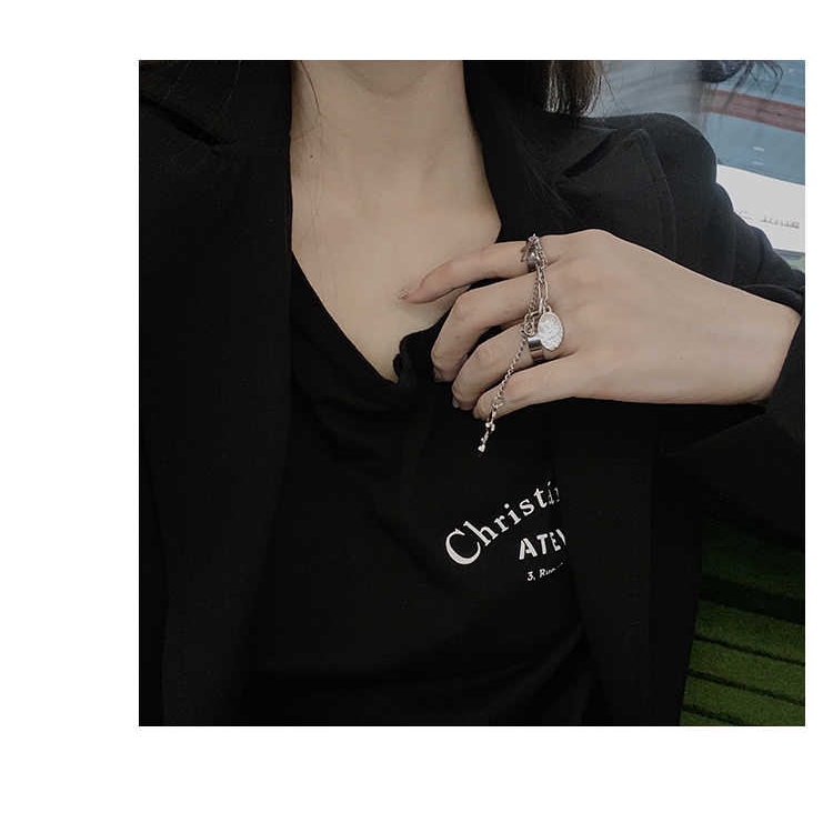 Nhẫn dây móc trang trí họa tiết thánh giá bằng thép titan 28 hợp thời trang cho nữ