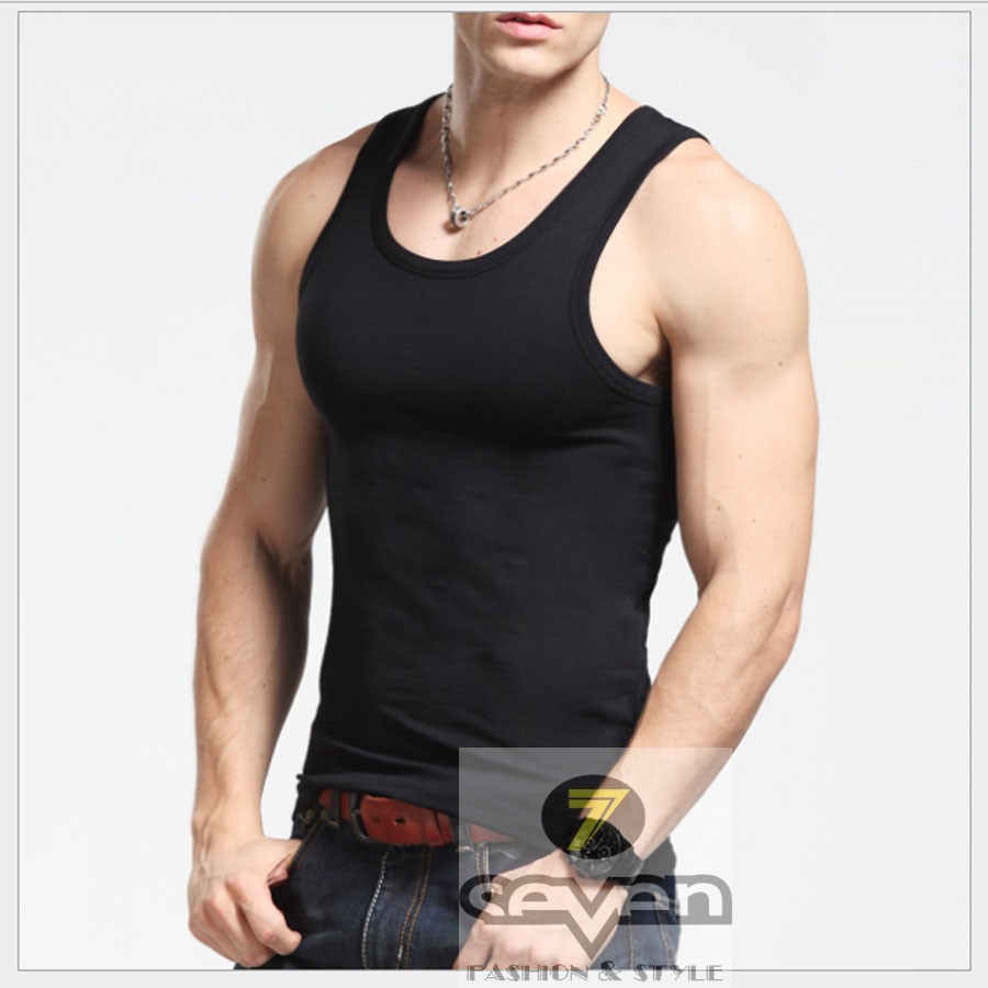 Áo ba lỗ nam cổ vuông, chất cotton, mặc tập gym quá đẹp