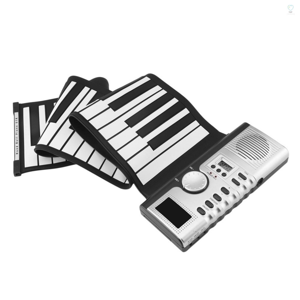 Đàn Piano Cuộn Bằng Silicon Mềm Có Màn Hình LCD Với 61 Phím Thu Âm Tiện Dụng Cho Người Mới Bắt Đầu