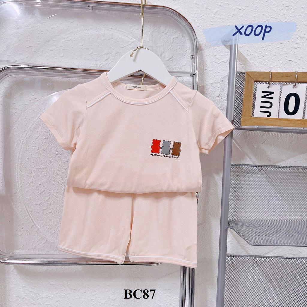 Đồ Bộ cộc tay XOOP cotton lụa in 3 con gấu cho bé trai bé gái (11-21kg)BC87, quần áo trẻ em Shop Phúc Yến