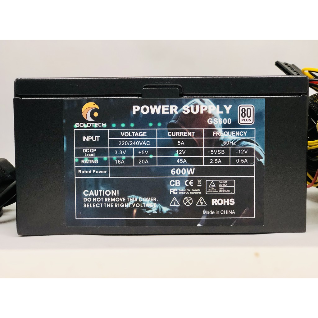 Nguồn máy tính Goldtech GS600 CST Power Supply có nguồn phụ chiến các loại game, bảo hành chính hãng 36 tháng