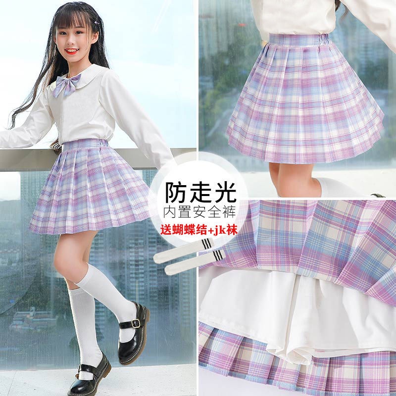Bộ Đồng Phục Học Sinh Nhật Bản Gồm Áo Tay Ngắn + Chân Váy + Váy Ba Món Phong Cách Học Sinh Nhật Bản Cho Bé Gái 06.08