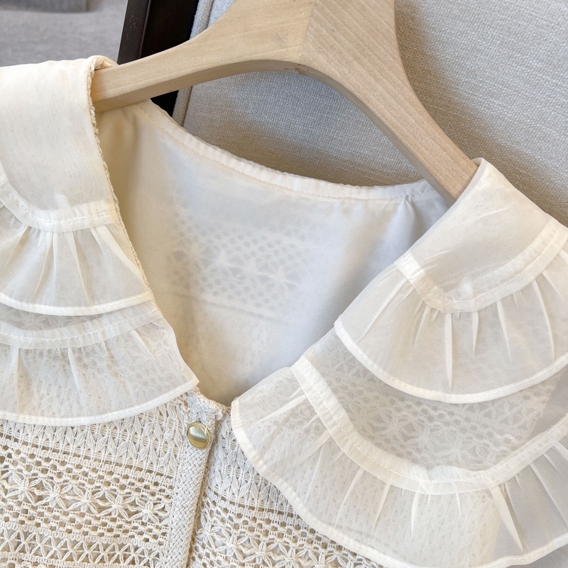 Áo Sơ Mi Giả Hai Lớp Cổ Bẻ Phối Ren Phong Cách Mới Dành Cho Nữ 54302