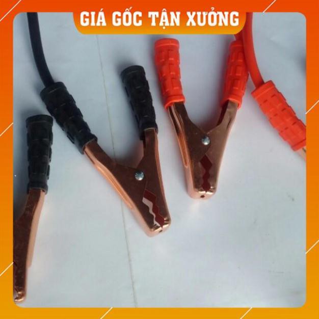 Cáp kích nổ ắc quy ô tô 2 sợi x 4 mét, 4 đầu kẹp to, 1 dây đỏ dương, 1 dây đen âm