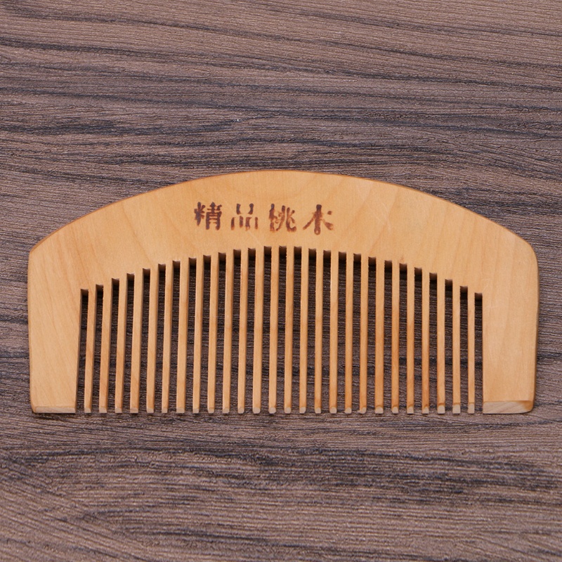 [Hàng mới về] Lược gỗ đào răng mịn để mát xa đầu chăm sóc tóc râu ria mép chống tĩnh điện