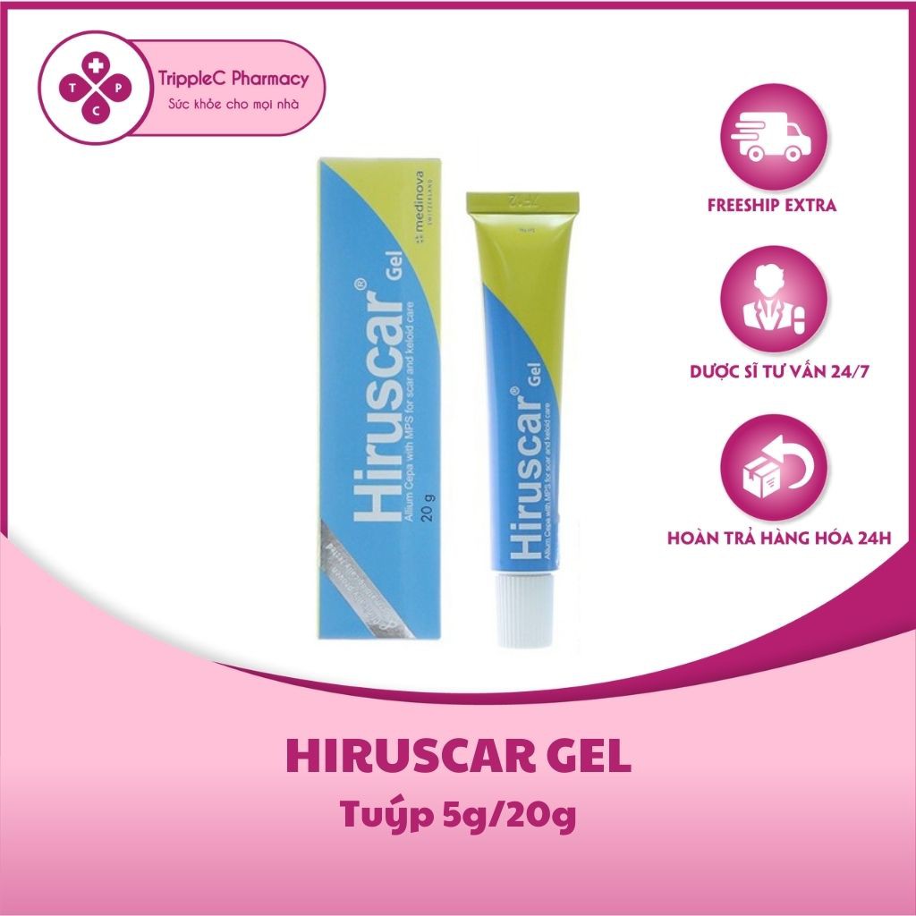 Hiruscar gel - Gel bôi mờ sẹo lõm, sẹo lồi, sẹo do phẫu thuật, tai nạn, bỏng, mụn nhọt, rạn da