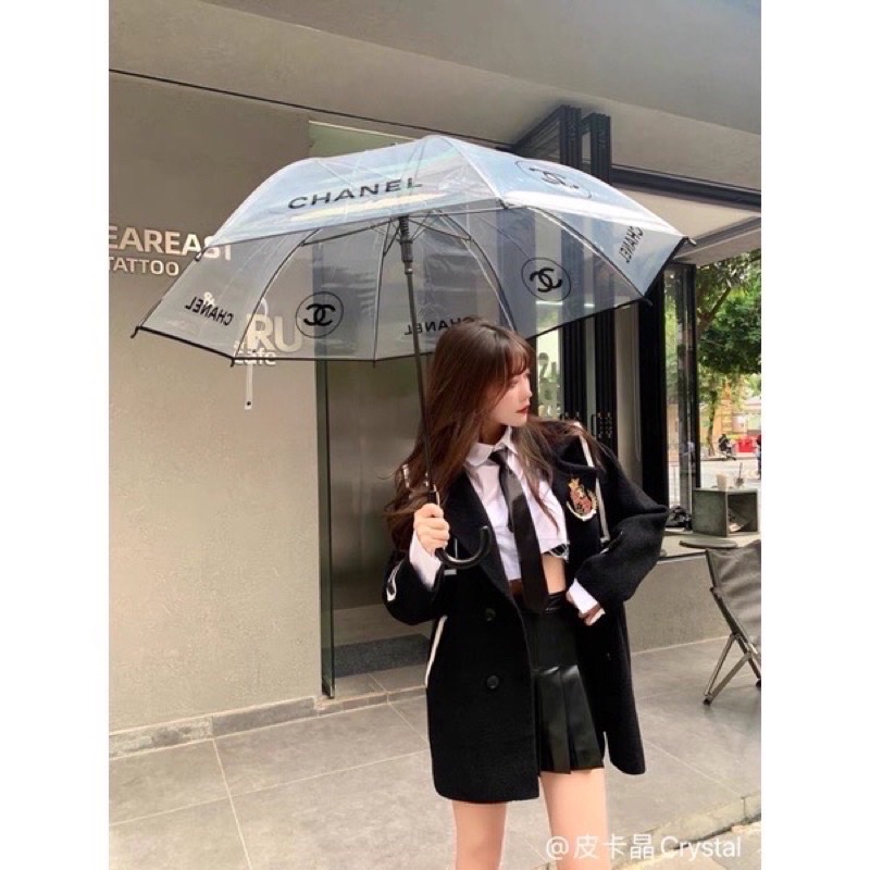 (HOẢ TỐC) Dù trong suốt Cha.nel chụp ảnh sang chảnh hottrend cho nữ Ô dù trong suốt đi mưa du lịch chụp hình ngoại cảnh