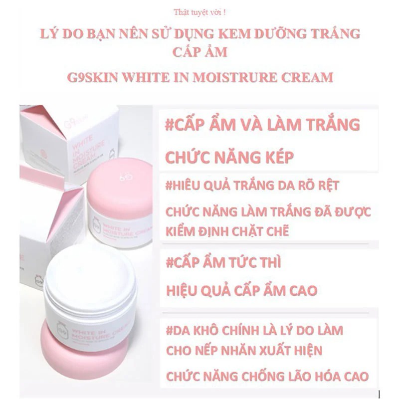 Kem Dưỡng Ẩm, Làm Trắng Sáng Da Hàn Quốc G9SKIN White In Moisture Cream 100g