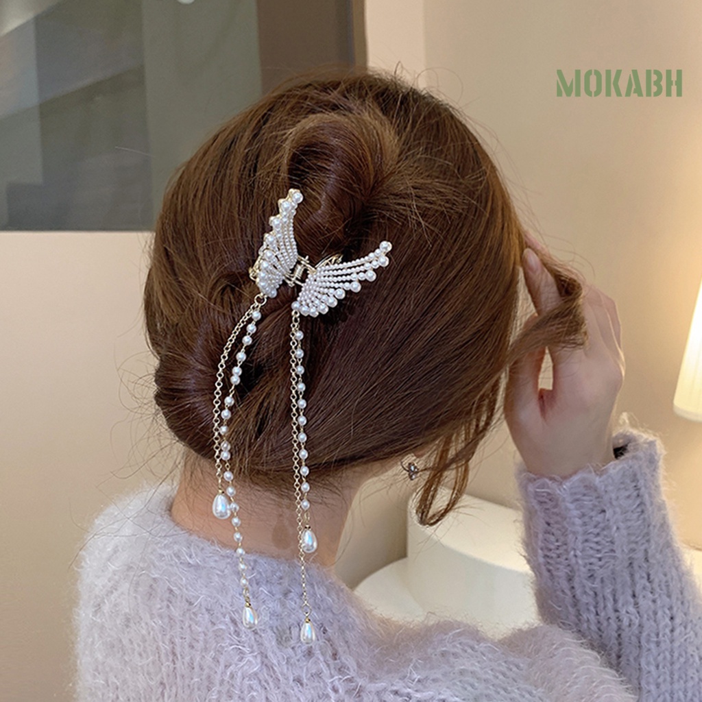 Kẹp Tóc Hình Bướm Đính Ngọc Trai Giả Thanh Lịch