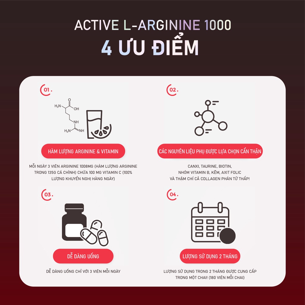 Viên Uống Tăng Cường Sinh Lực, Bổ Sung Năng Lượng Calobye Active L-Arginine 1000