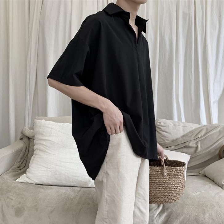 Áo sơ mi màu trơn ngắn tay phong cách Hàn Quốc thời trang | BigBuy360 - bigbuy360.vn