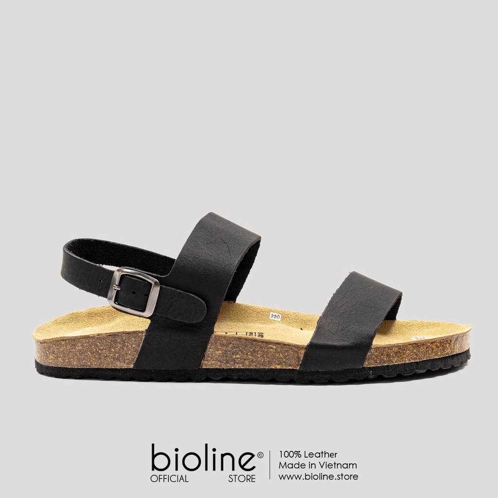 D15 - Dép sandal đế trấu da bò Birken quai ngang Unisex - Da bò nguyên tấm, đế trấu