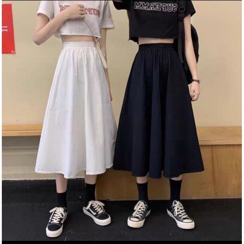 Chân váy dài TRƠN Ulzzang lưng thun màu TRẮNG/ĐEN ❤️ FREESHIP ❤️ Jaystoree