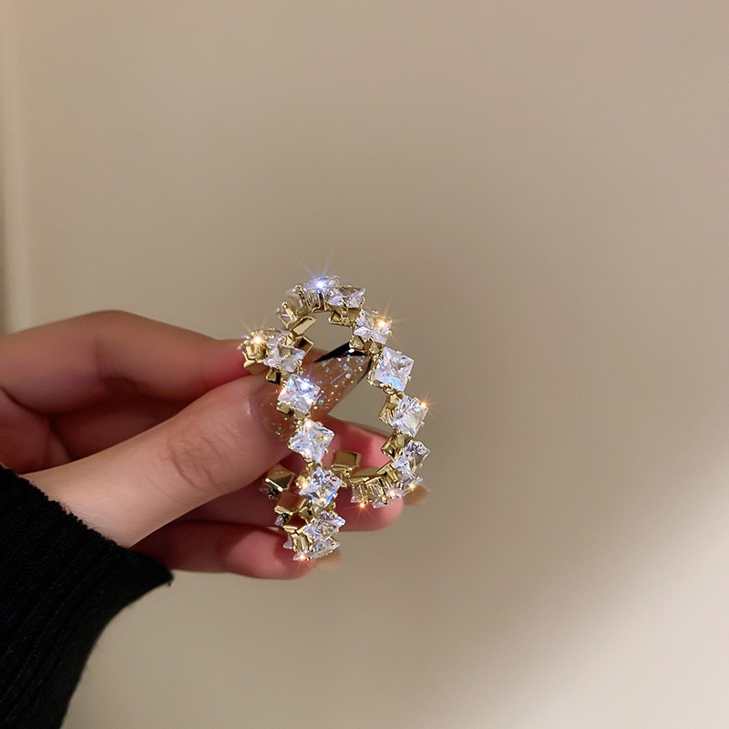 Bông Tai Bạc 925 Hình Chữ C Đính Đá Zircon Đơn Giản Thời Trang Phong Cách Hàn Quốc