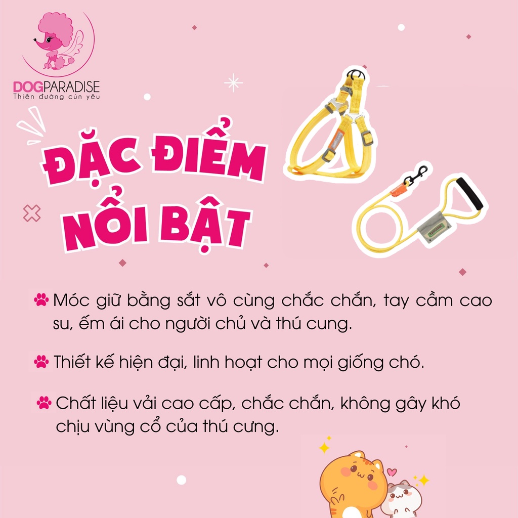 Set dây dẫn vòng yếm đi dạo cho chó Touchdog chất liệu vải cao cấp chắc chắn - Dog Paradise