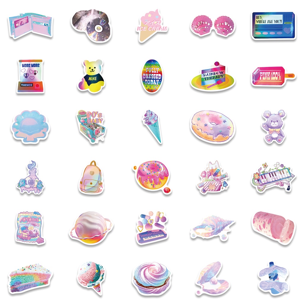 Bộ 60/30/10 Miếng Dán Trang Trí Điện Thoại Hành Lý Hình Gấu Xinh Xắn