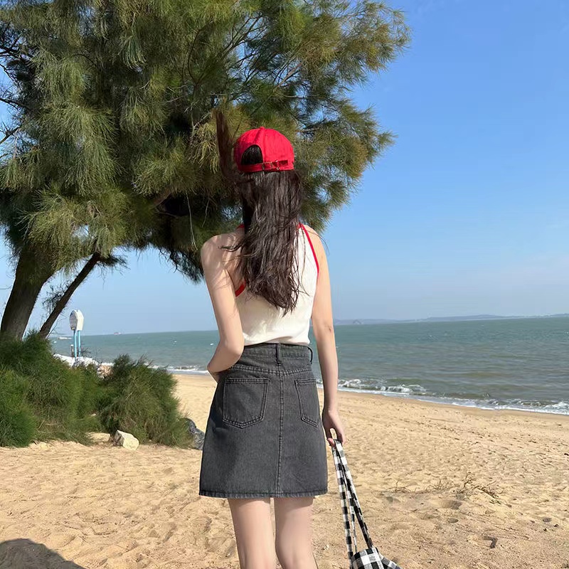 Chân Váy Jeans Lưng Cao Thời Trang Hàn Quốc