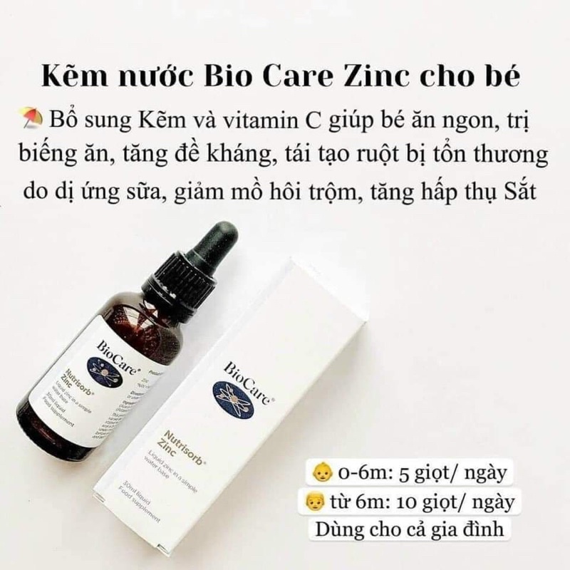 Biocare Zinc kẽm trẻ em dạng giọt