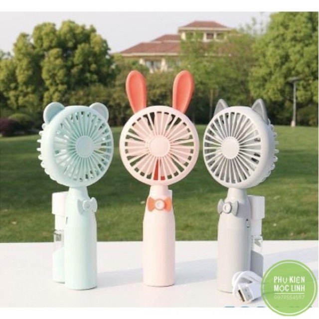 ❄️ Quạt sạc tích điện phun sương 8 tiếng 7 cánh❄️ Quạt kèm tai mini  dễ thương sạc điện cầm tay phun nước