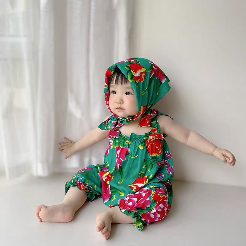 Bộ liền thân hoạ tiết con công mặc Trung Thu kèm khăn