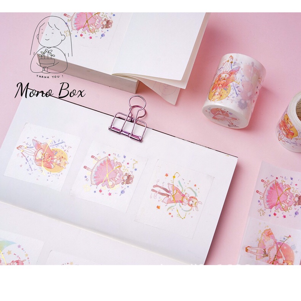 [Chiết] Washi tape mã CB001 5,5x35cm, băng keo dán trang trí họa tiết chibi Mono_box