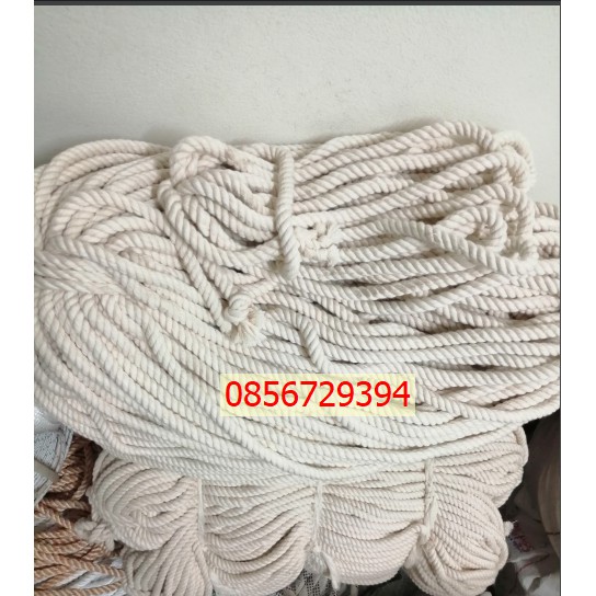 Dây thừng macrame se cotton, dây thừng trang trí size 10mm màu ngà