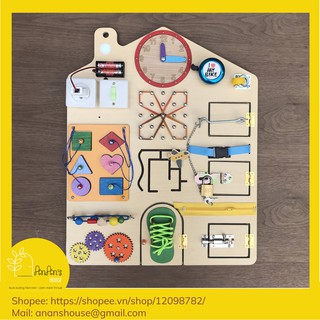 Busy board bảng bận rộn - Ngôi nhà HÌNH KHỐI - Gỗ MDF chống ẩm, mặt phủ nhựa chống nước