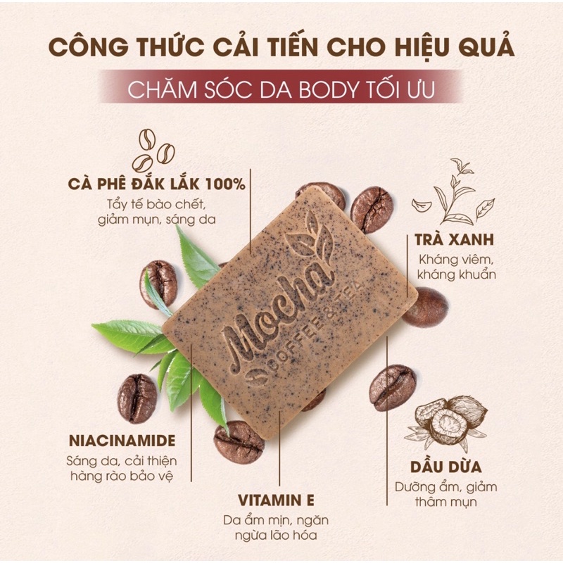 Xà Phòng Giảm Mụn Lưng Mocha Acne Body Soap, Đánh Bay Mụn Lưng, Láng Mịn Làn Da