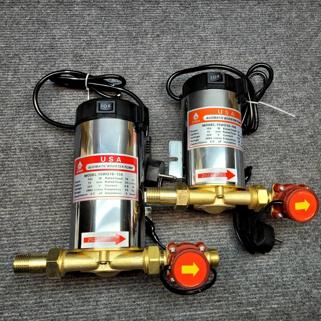 Máy bơm tăng áp cho máy giặt, dàn máy bình nước nóng lạnh, tưới cây vòi nước gia đình 100W 150W Rờ le tự ngắt - Dây đồng