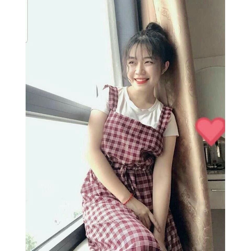 Váy yếm kẻ caro 2 dây buộc bụng dáng dài ulzzang thời trang hàn quốc/ Yếm suông họa tiết kẻ sọc thời trang nữ_kudoshop | BigBuy360 - bigbuy360.vn