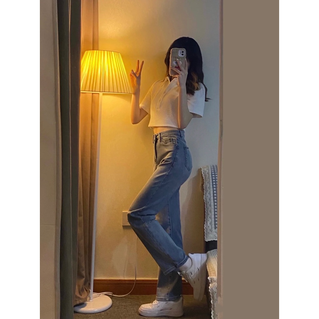 Áo Croptop Polo Nữ Vải Tổ Ong Dáng Ngắn siêu xinh