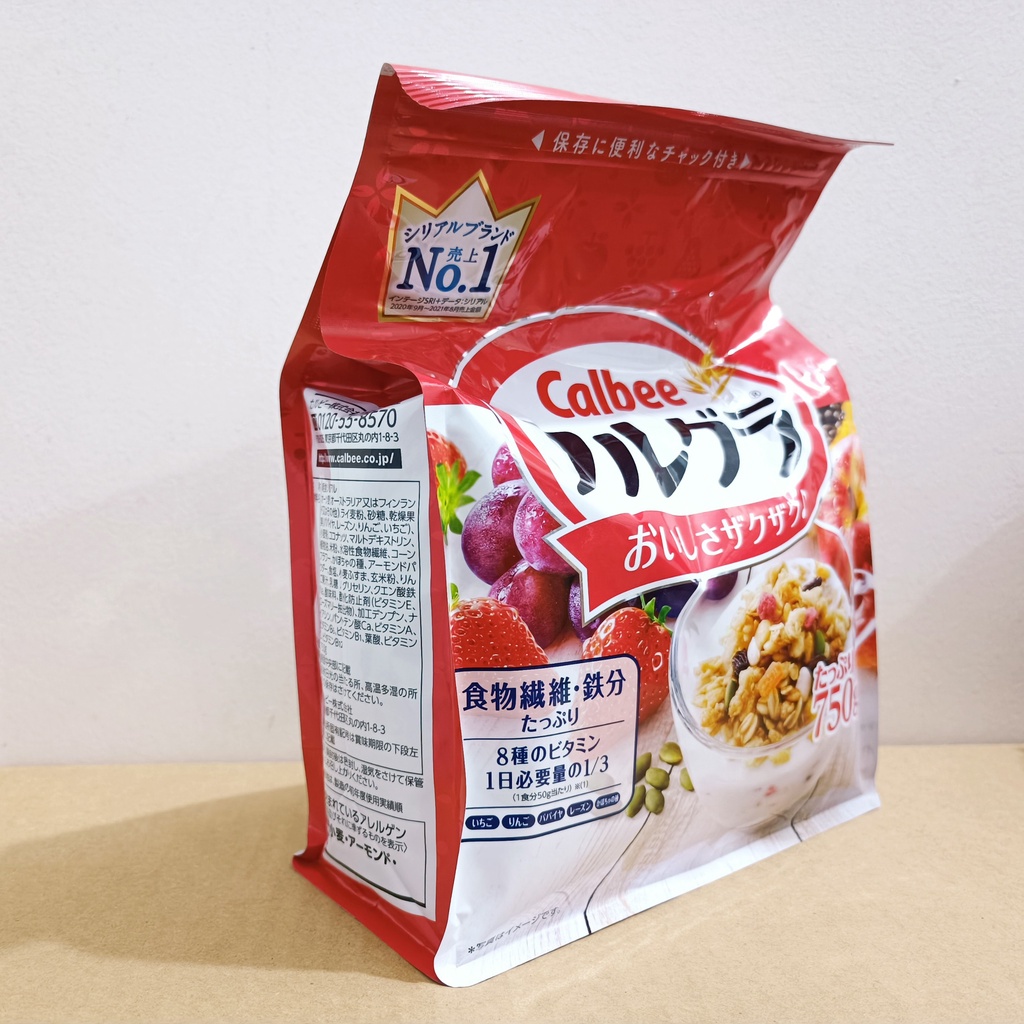 Ngũ cốc trái cây, hoa quả sấy khô 8 vị ngon tuyệt - Calbee Nhật Bản đỏ