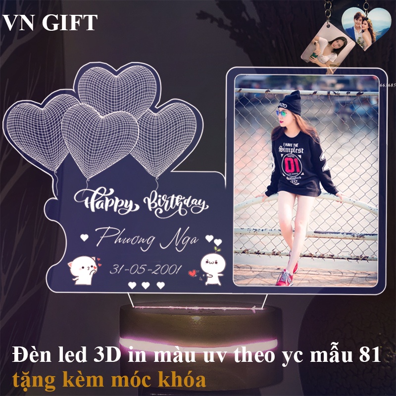 [Hot] Đèn led 3D in hình theo yêu cầu, quà tặng sinh nhật, quà cưới, đèn ngủ