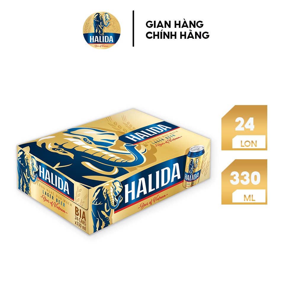 Combo 02 Thùng bia Halida - Thùng 24 lon 330ml