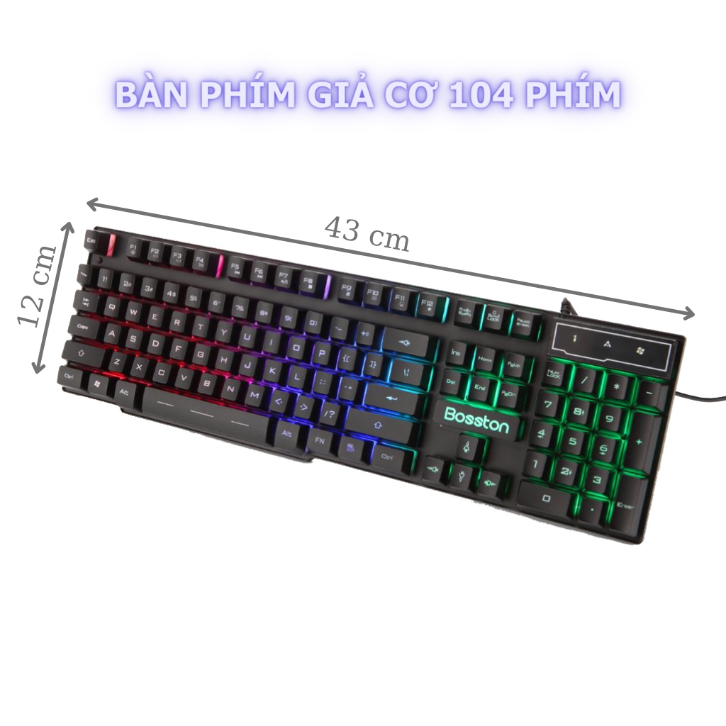 Bàn phím giả cơ Bosston 803 chuyên gaming hàng chính hãng, phím gõ nhạy và êm, led RGB đẹp, chống nước chống bám bụi