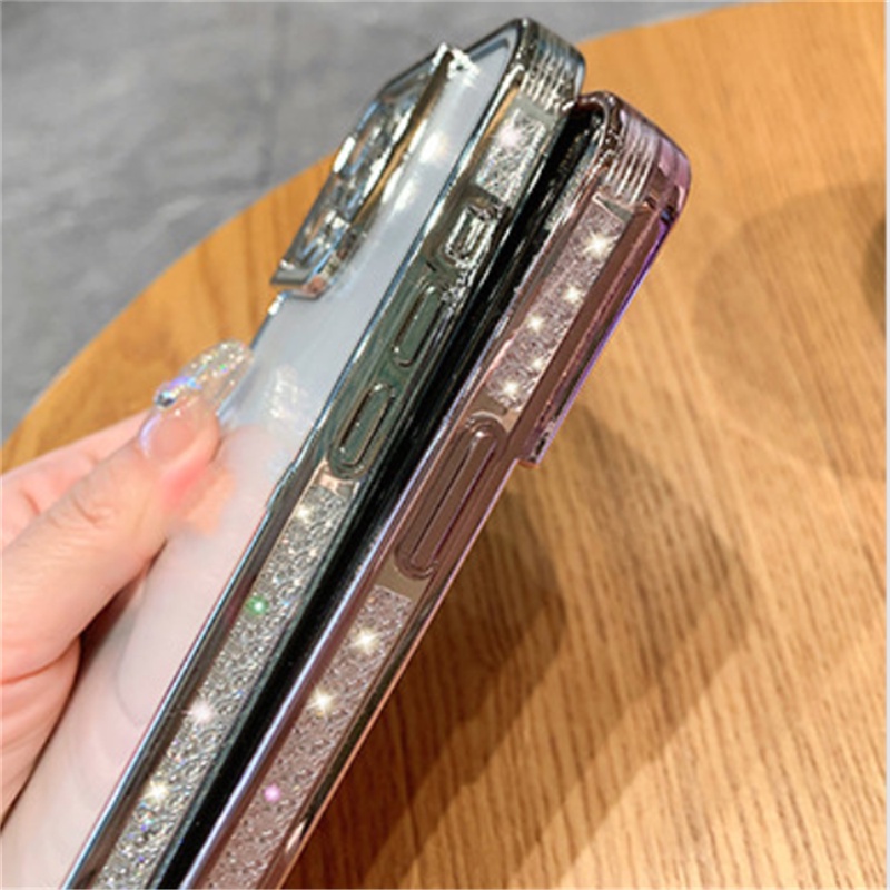 Ốp Điện Thoại Silicon Mềm Trong Suốt Đính Đá Lấp Lánh Sang Trọng Cho iPhone 11 12 13 Pro Max XS X XR 7 8 Plus SE3 2020