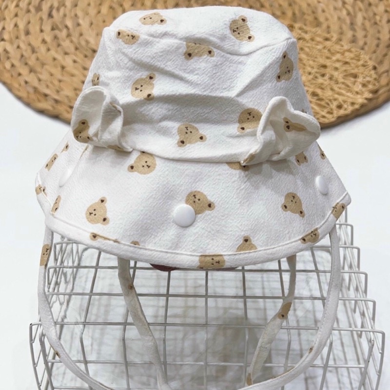 Nón Mũ Chống Giọt Bắn Vải Linen Kèm Kính Chắn Chống Bụi Chống Dịch Có Thể Tháo Rời Đáng Yêu Cho Bé