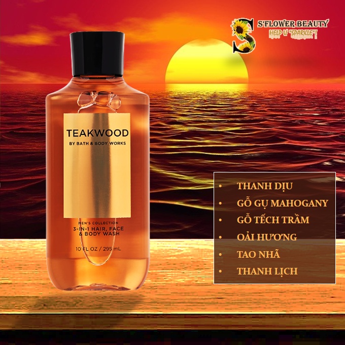 ♛ For Men |☀️ Gel Tắm 3-in-1 Lưu Hương Cho Nam Bath &amp; Body Works Hair Face Body Wash - Noir | Teakwood | Whiskey Reserve