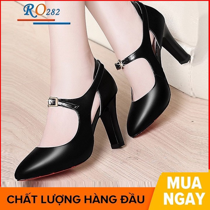 [THƯƠNG HIỆU VIỆT] Giày sandal nữ cao gót 7 phân hai màu đen kem hàng hiệu rosata ro282