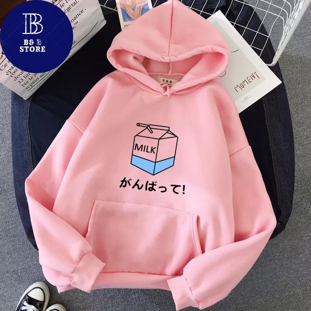 ÁO KHOÁC HOODIE NỈ UNISEX IN MILK SIÊU CUTE ÁO KHOÁC HOODIE LOCAL BRAND FORM RỘNG NAM NỮ NHIỀU MÀU | WebRaoVat - webraovat.net.vn