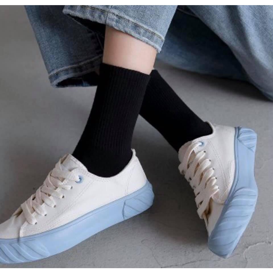 Tất Trơn BlueHope Cổ Cao Nam Nữ Hai Màu Đen Trắng