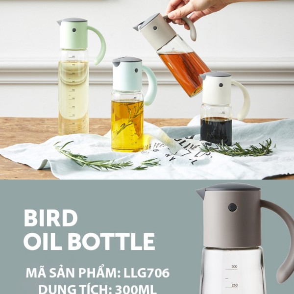 Bình rót dầu Lock&Lock Bird Oil Bottle LLG706 300ML, tự động mở nắp khi rót, có vạch chia dung tích
