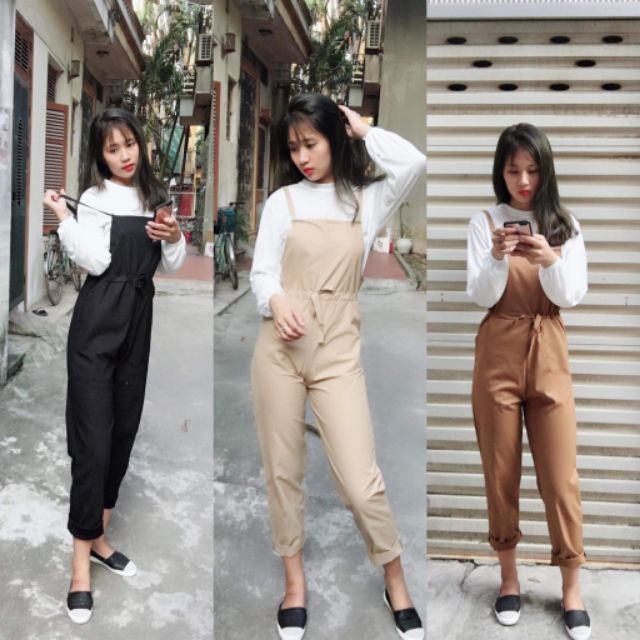 Set yếm quần kaki chun eo + áo | BigBuy360 - bigbuy360.vn