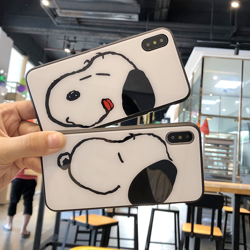 ốp lưng iphone 7 plus 8 plus kính cường lực snoopy đủ mã 6 plus x xr xsmax 11 pro max k229